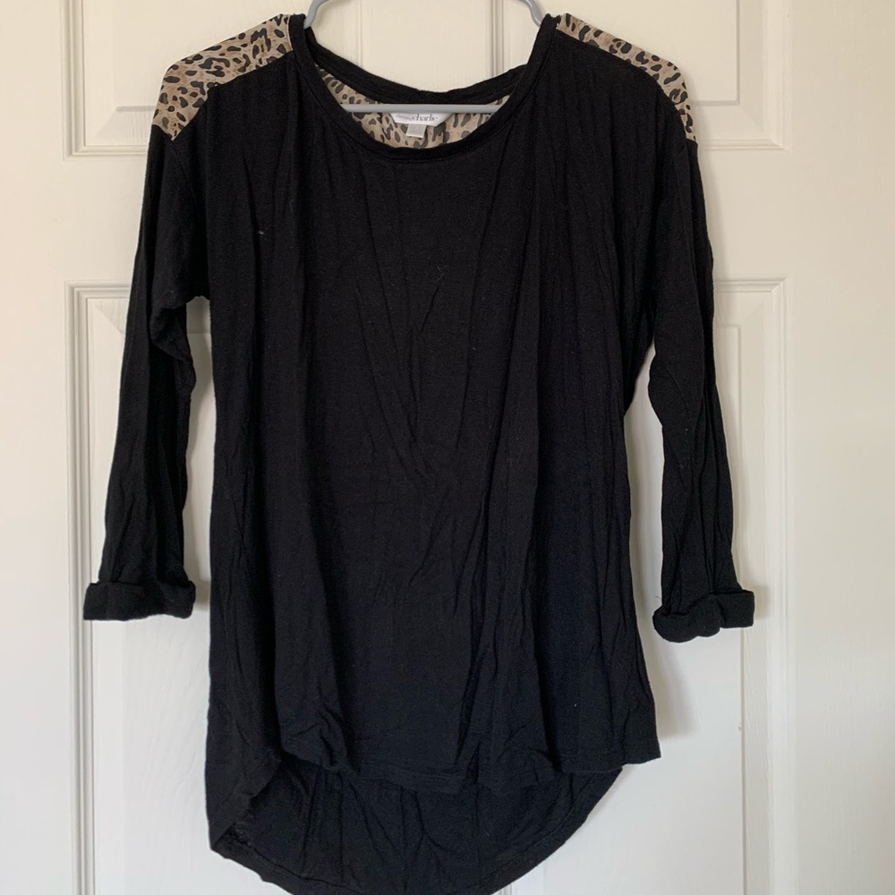 Black/Leopard Print Formal T-Shirt